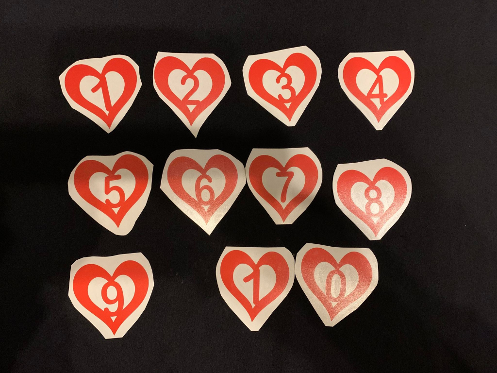 Heart Number Stickers 1 to 10 - Ideal For Valentines Crafts Or Themes