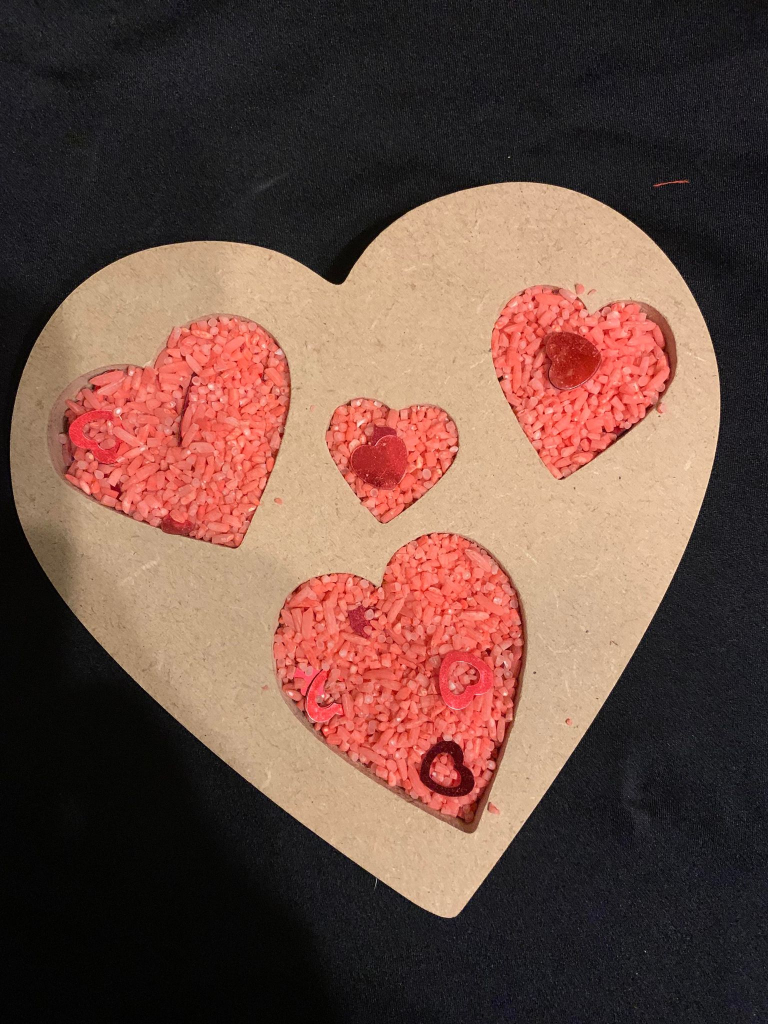 Valentine 4 Hearts Sensory Tray  - Ideal for valentines or mothers Day loose parts or sensory play.
