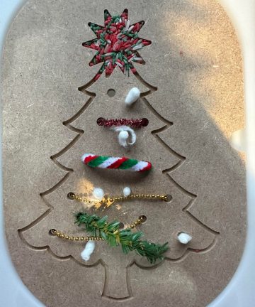 Christmas Tree Small Hole Flisat Activity Lid ideal for pipe cleaners and cotton wool buds - Image 2