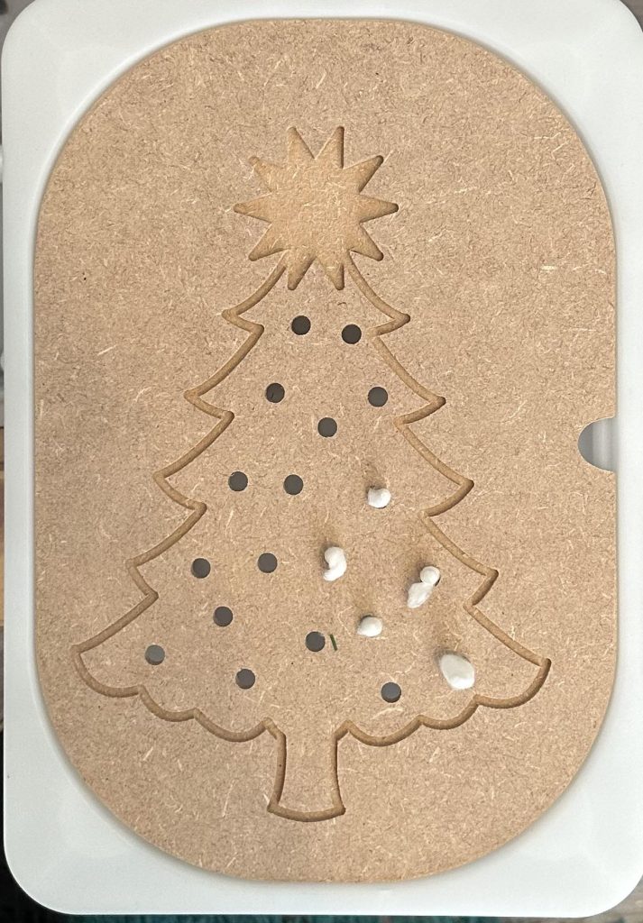 Christmas Tree Small Hole Flisat Activity Lid ideal for pipe cleaners and cotton wool buds