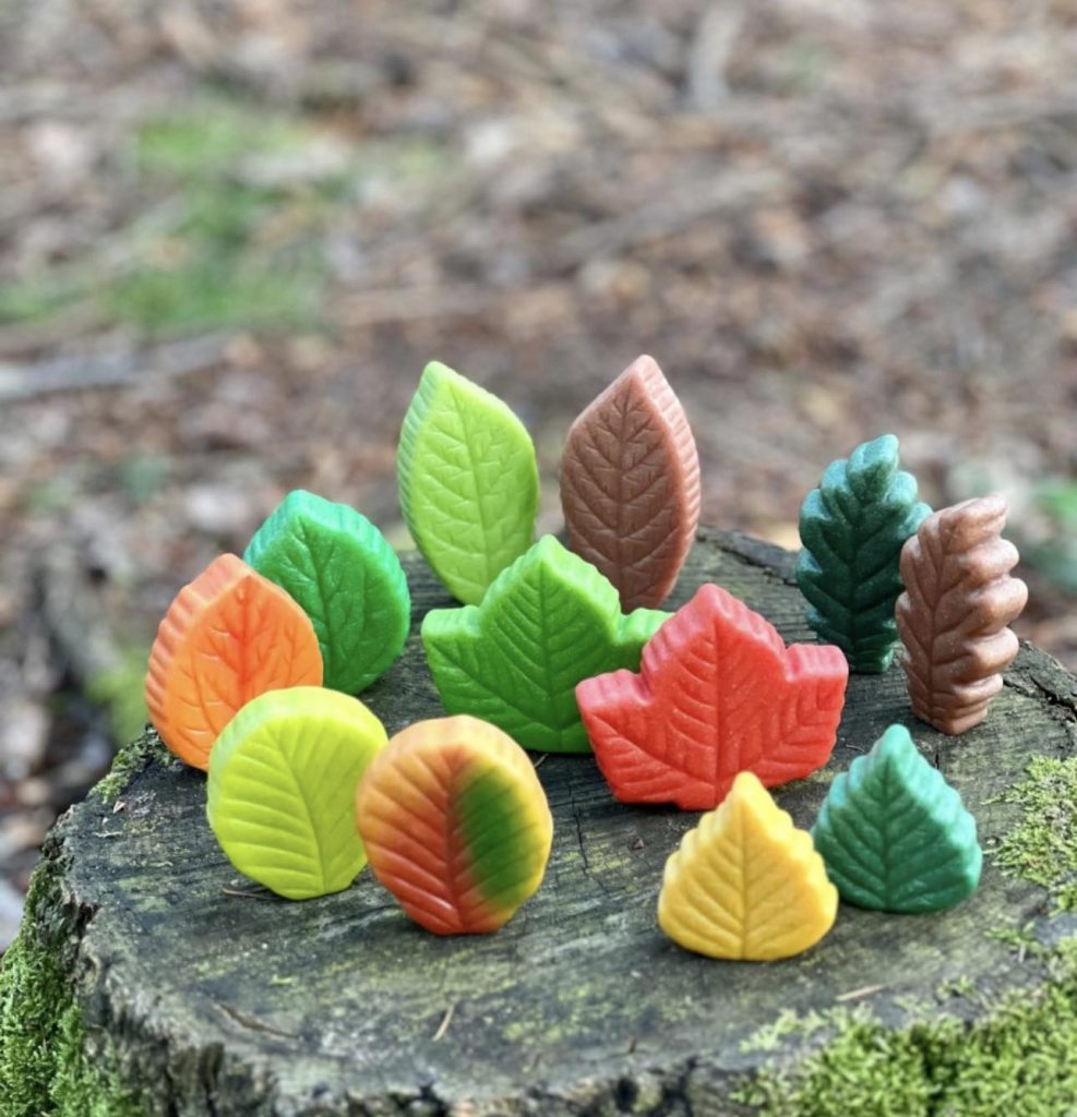 Yellow Door Sensory Stone Play Leaves, ideal for sensory play, play doh, and rubbing
