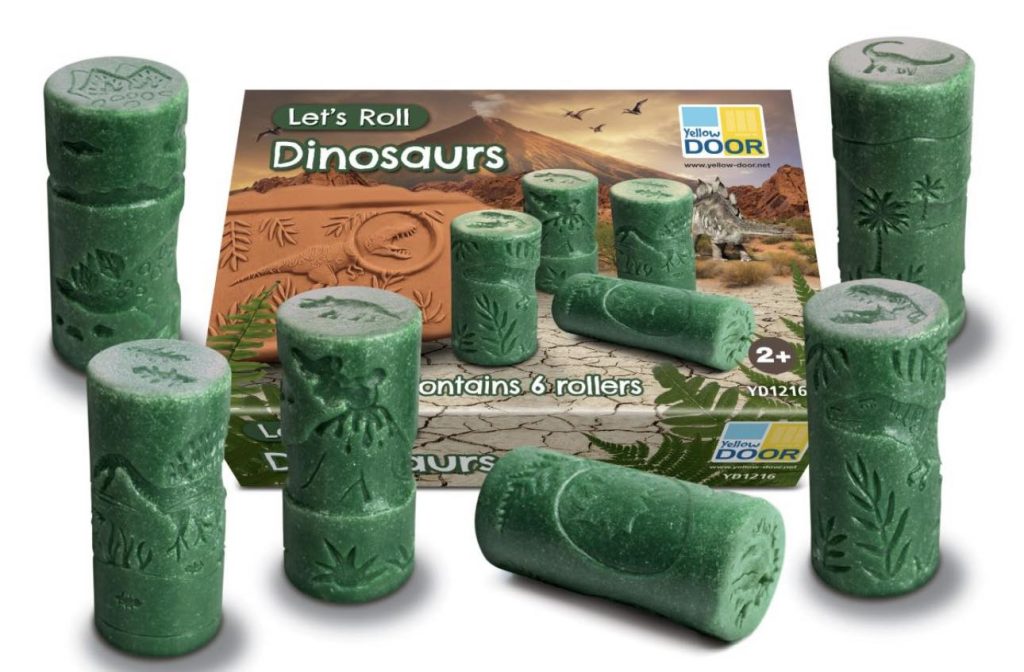 Yellow Door Let’s Roll Dinosaur Set, Great for play doh or sand play