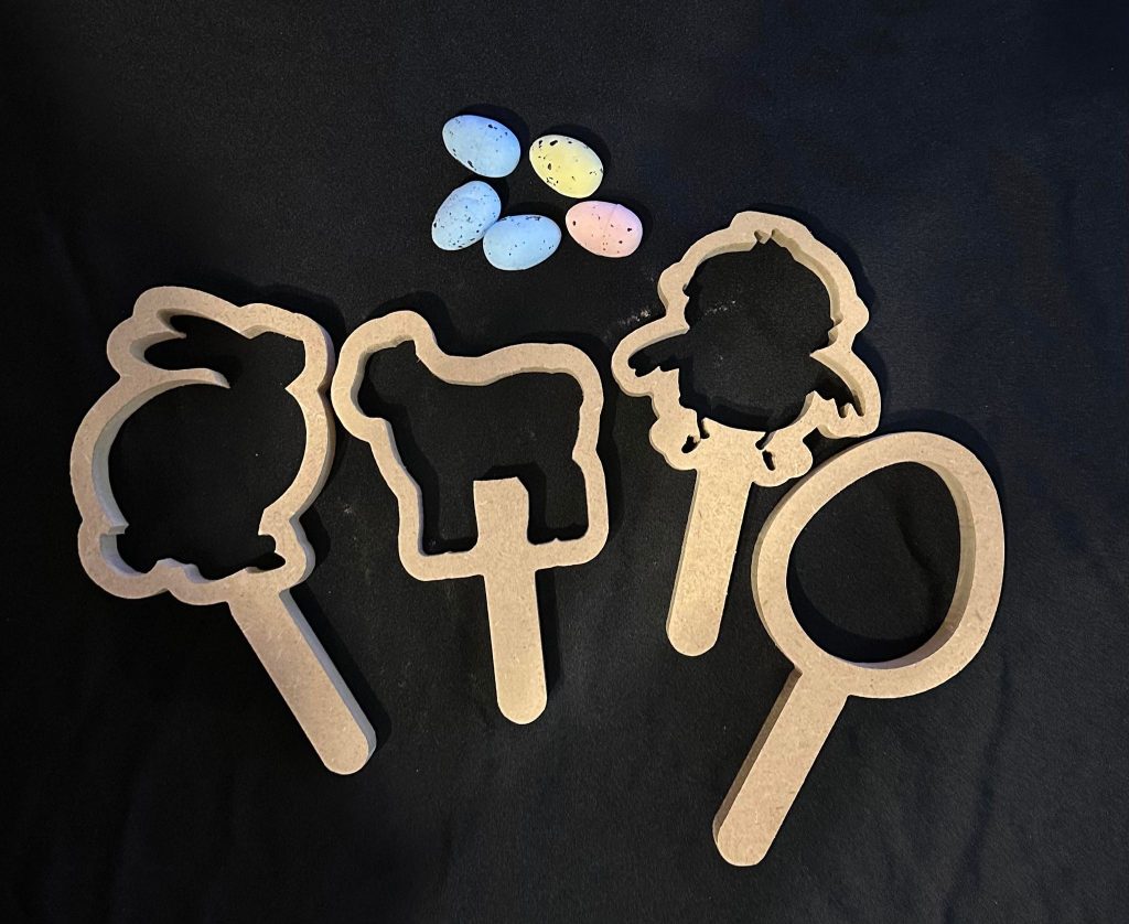 Easter Wands ideal conversation starter, looking for shapes, colours and texture