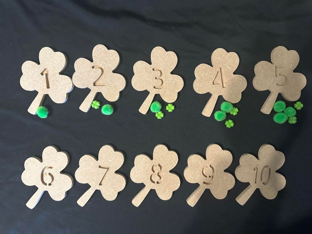 Clover shape numbers, ideal for St Patricks Day or adding to any activity
