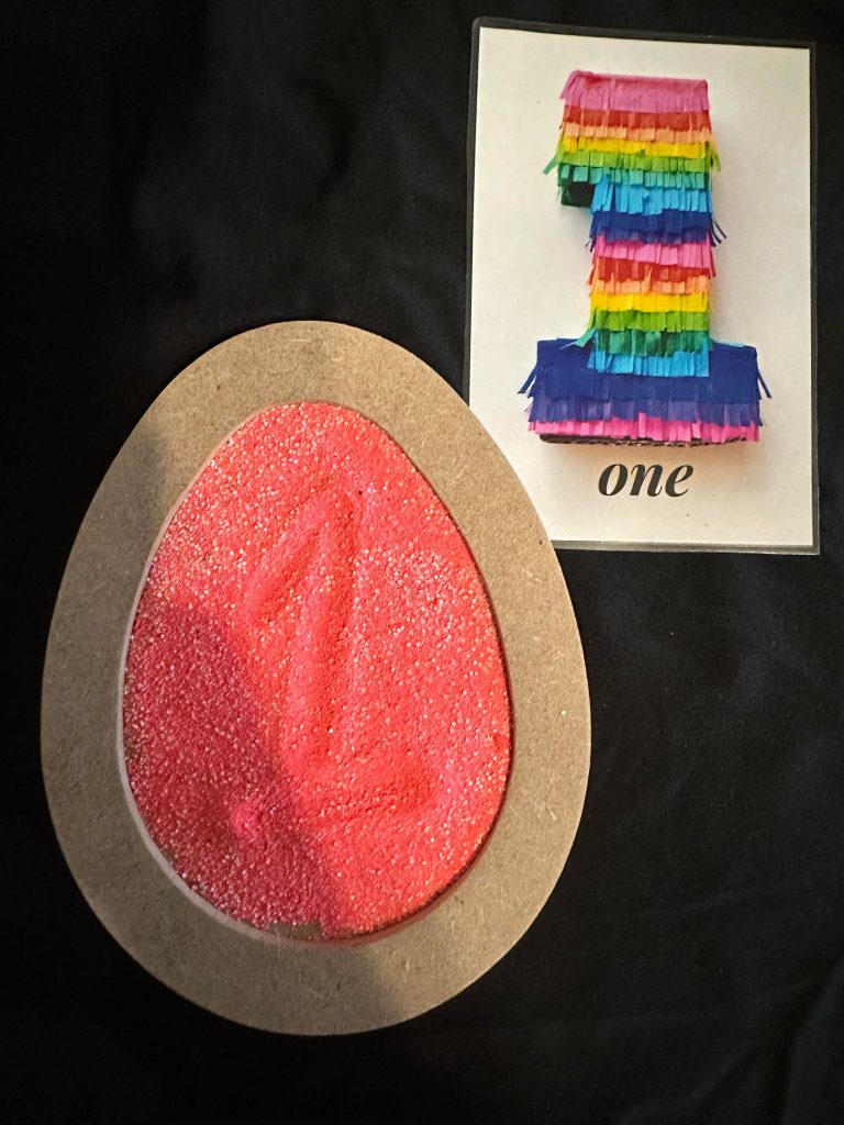 Egg sand writing tray, great for Easter, & spring of for sand or sensory play