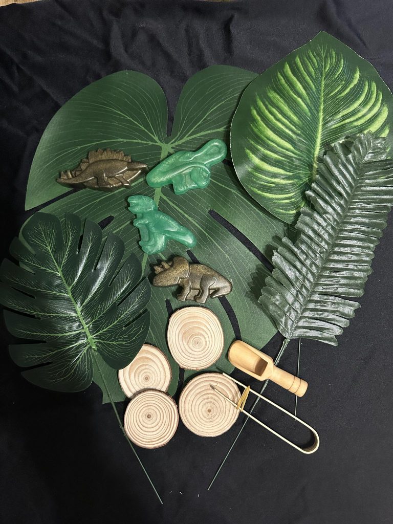Dinosaur sensory set great for rice, chick pea or small world play