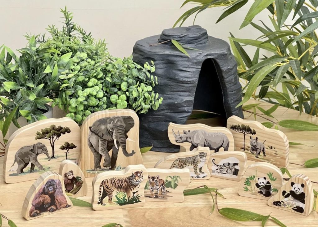 Endangered Animal Families Wooden Characters ideal for small world play