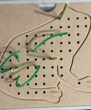 Ikea Flisat Frog peg board activity lid Ideal for fine motor skills - Image 3
