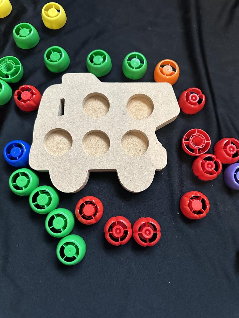 Dump truck pouch shape great for pouch lids or loose parts