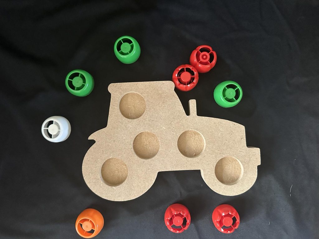 Tractor pouch shape great for pouch lids or loose parts