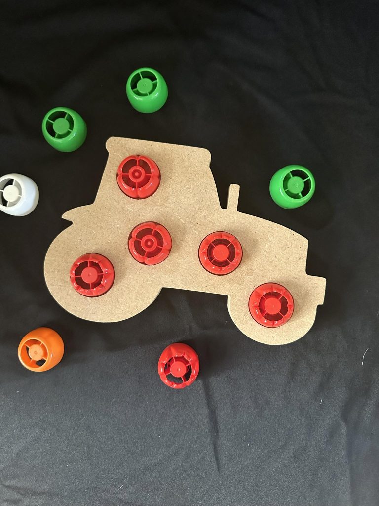 Tractor pouch shape great for pouch lids or loose parts