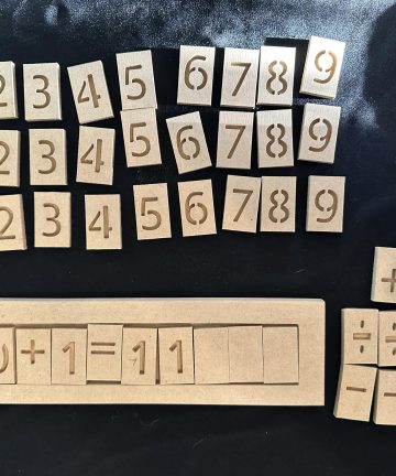 Maths tray complete with numbers, blanks and maths symbols - Image 1