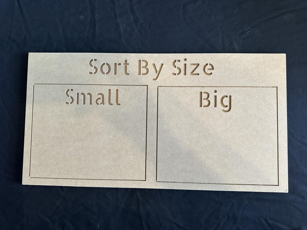 Sort by size board great for sorting big or small objects