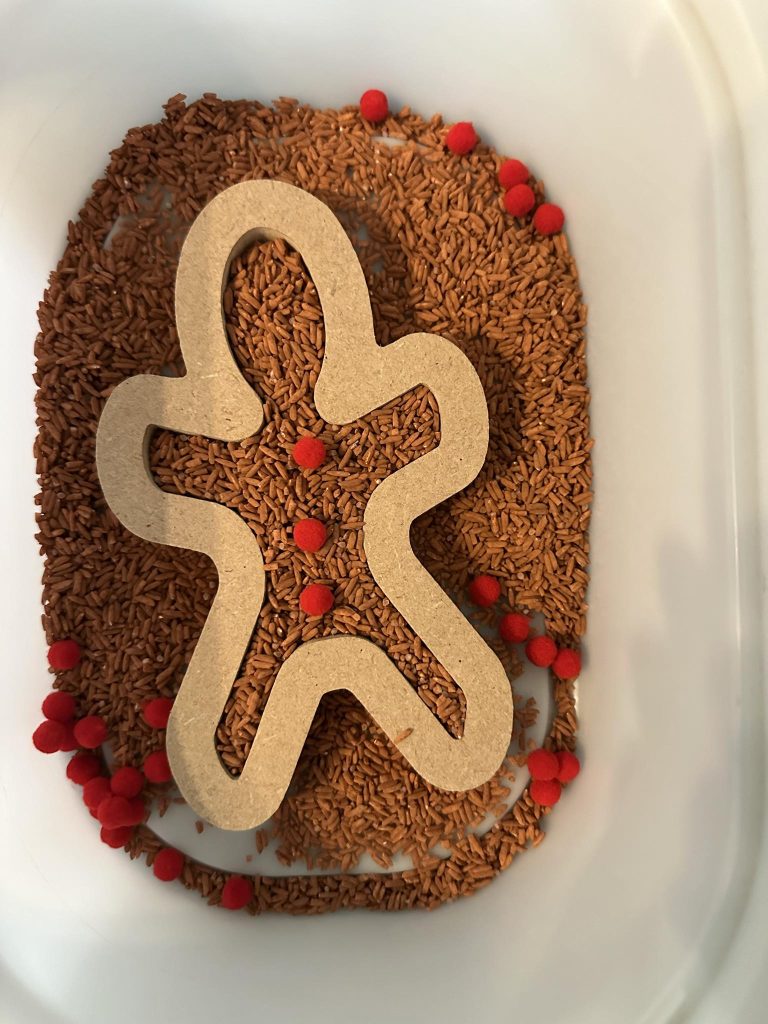 Gingerbread man tray great for rice or chick peas sensory sets