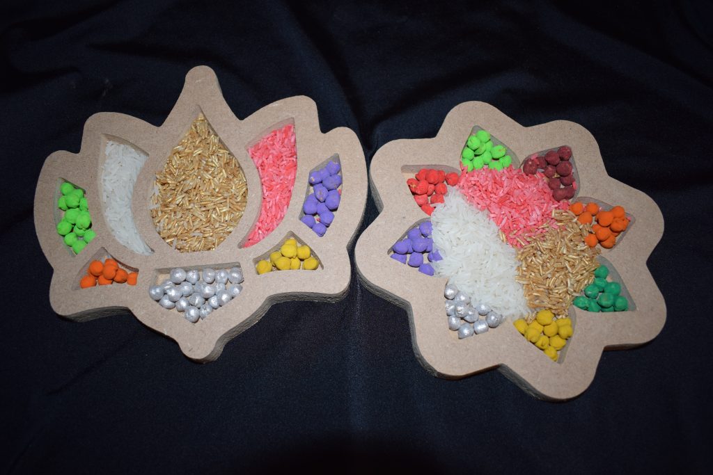 Rangoli Pattern and Lotus Flower Trays - Make Ideal Sensory Trays for Diwali when filled with Rice or Sand