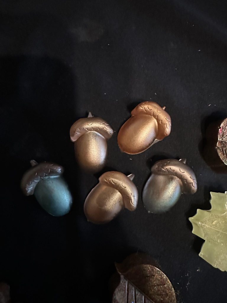 Small resin acorns x 3 -  Great for Halloween, Autumn or Nature Play/ Crafts