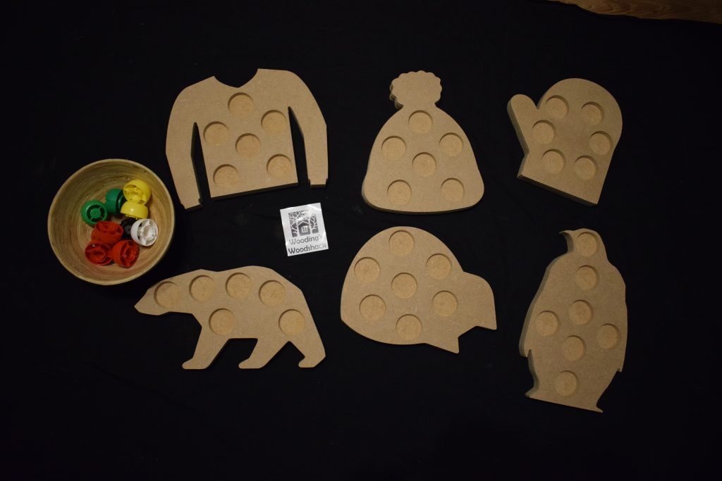 Winter pouch lid starter set - ideal for Christmas, Winter Or Seasons fine motor skill with pouch lids or loose parts
