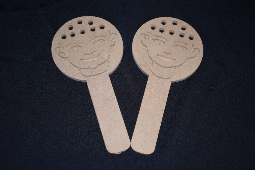 Face Wands - Part Of Our essential Range. Great Threading Boy And Girl Faces With Holes To Add Pipe Cleaners Or String For Hair