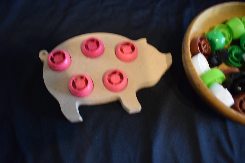 Pig Pouch  Lid  - Great For Farm, Nature Or Animal Fine Motor Skills Activities