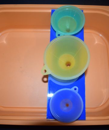 Ikea Flisat large Funnel Lid - Great For Outdoor Water Play Using A Large Ikea Flisat Lid And A Selection Of Funnels, Or Use Indoor With Rice Or Sand - Image 4