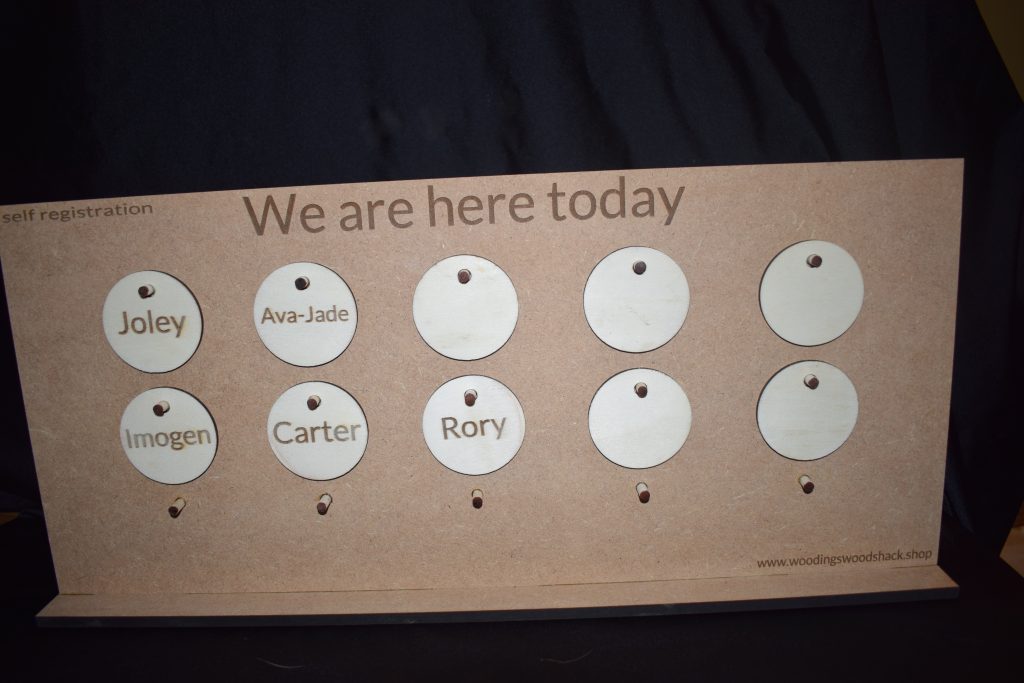 Self Registration Board - Great for name recognition for school, preschool  Or Childminders