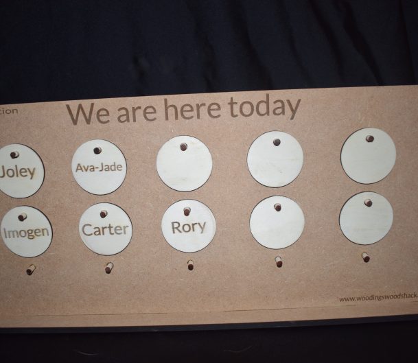Self Registration Board - Great for name recognition for school, preschool  Or Childminders