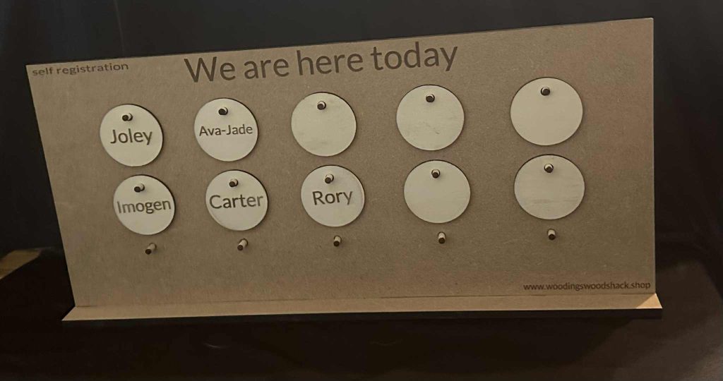 Self Registration Board - Great for name recognition for school, preschool Or Childminders