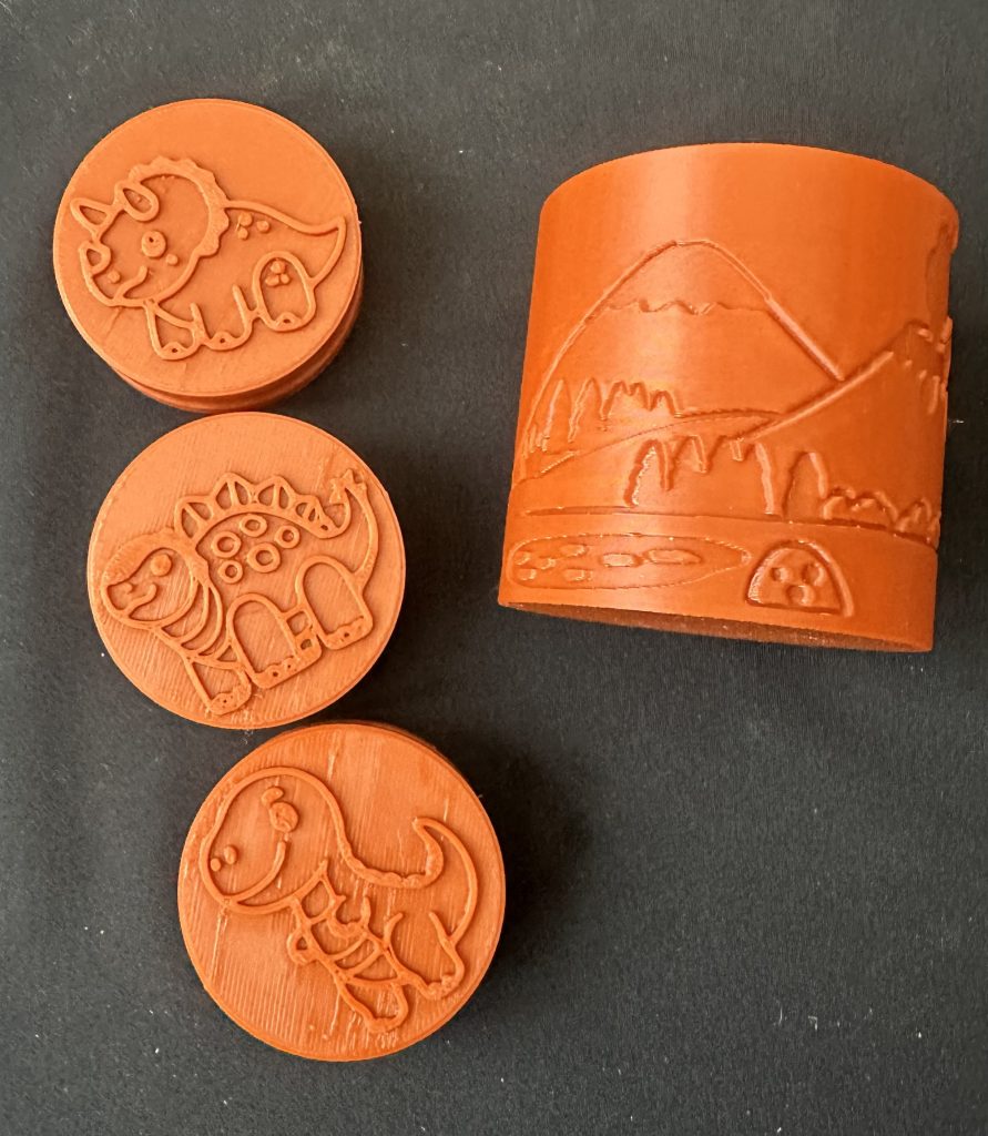 Dinosaur Stamper & Roller Set -  Great for Coloured Play Dough or Damp sand Also Great For Dinosaur Projects