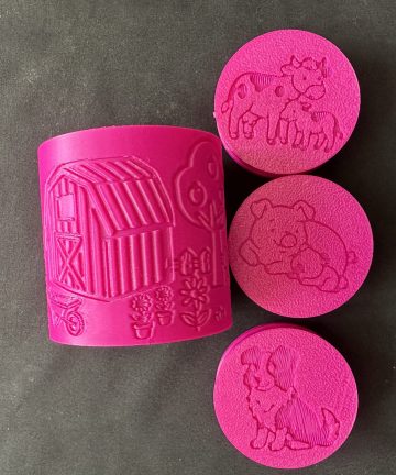 Baby Animal Stamper & Roller Set Including Play Doh  In Gift Bag – Great for Coloured Play Dough or Damp sand, Also Ideal For Nature, Farm & Woodland Projects - Image 1