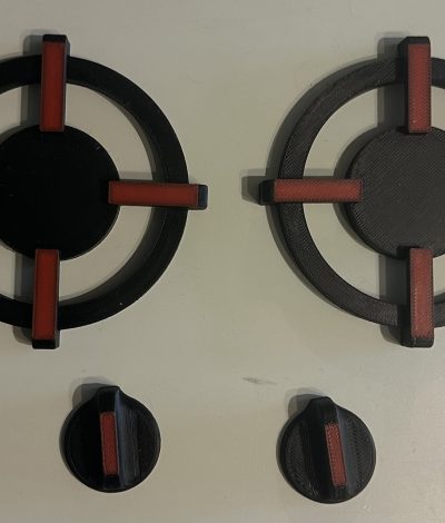 3D Printed 2 x Play Hob Plates & Knobs - Great For Adding To A Mud Kitchens Or Ikea Flisat Lids Or Play Kitchens