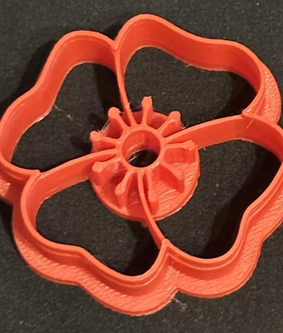 3D Printed Poppy Cookie Cutter – Ideal For Play Dough, Clay Or Sand Play, Also Great For Remembrance Projects