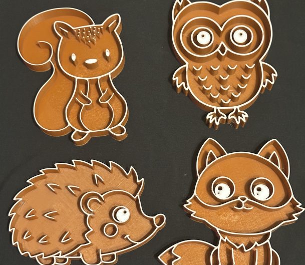 3D Printed Woodland Animal Tray Set Of 4 - Ideal For Sensory Play Filled With Rice Or Sand Or For Seasons, Autumn Projects Or Woodland Animal Projects