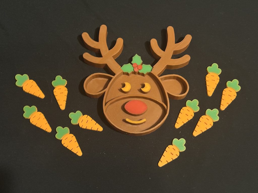 3D Printed Reindeer Tray Tray- Ideal For Sensory Play Filled With Rice Or Sand Or For Christmas Projects