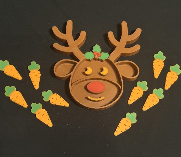 3D Printed Reindeer Tray Tray- Ideal For Sensory Play Filled With Rice Or Sand Or For Christmas Projects