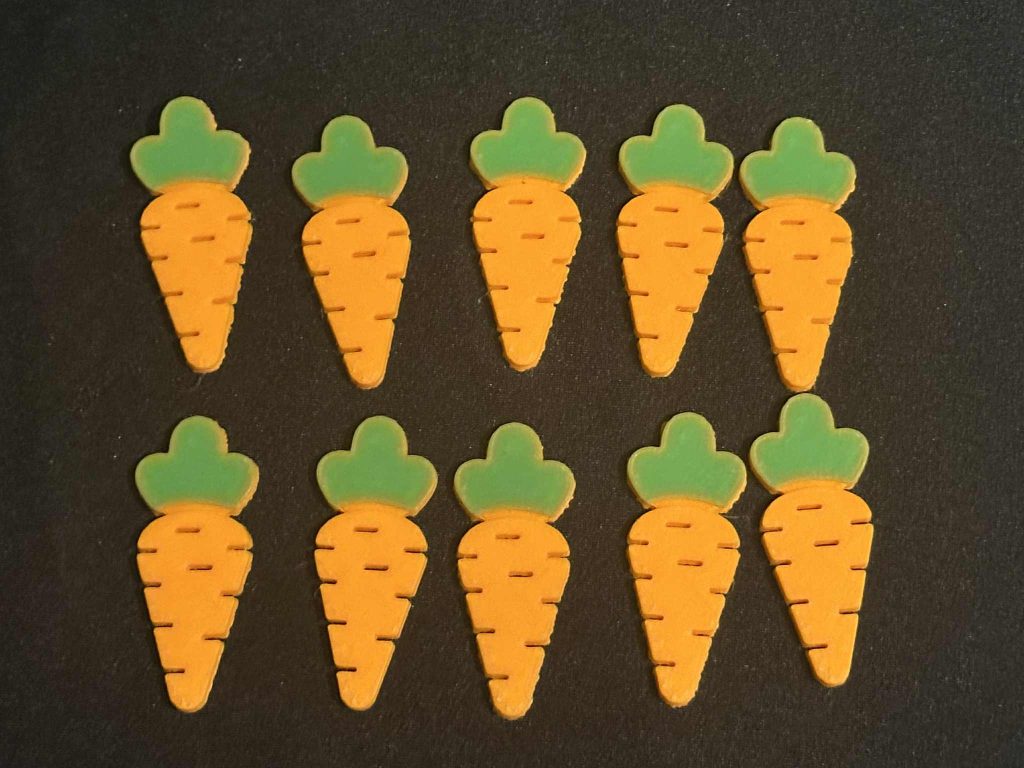 3D Printed Carrot tokens - set of 10 mini shapes