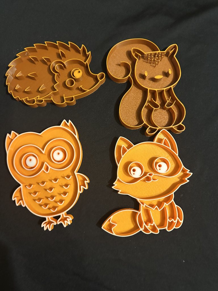 3D Printed Woodland Animal Tray Set Of 4 - Ideal For Sensory Play Filled With Rice Or Sand Or For Seasons, Autumn Projects Or Woodland Animal Projects