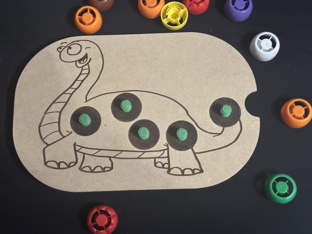 Flisat Dinosaur Screw On Pouch Lid 3D Printed & MDF  – Great For Helping Little Hands With Coordination & Dexterity & Dinosaur Projects