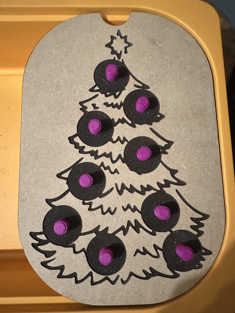 Flisat Screw On Pouch Lid 3D Printed & MDF Christmas Tree - Great For Helping Little Hands With Coordination & Dexterity & Christmas Projects