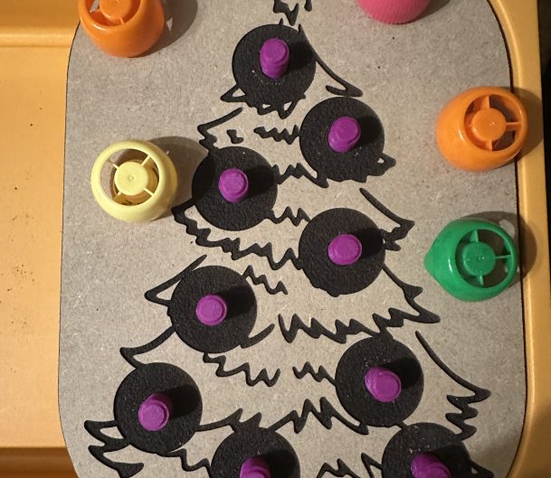 Flisat Screw On Pouch Lid 3D Printed & MDF Christmas Tree - Great For Helping Little Hands With Coordination & Dexterity & Christmas Projects