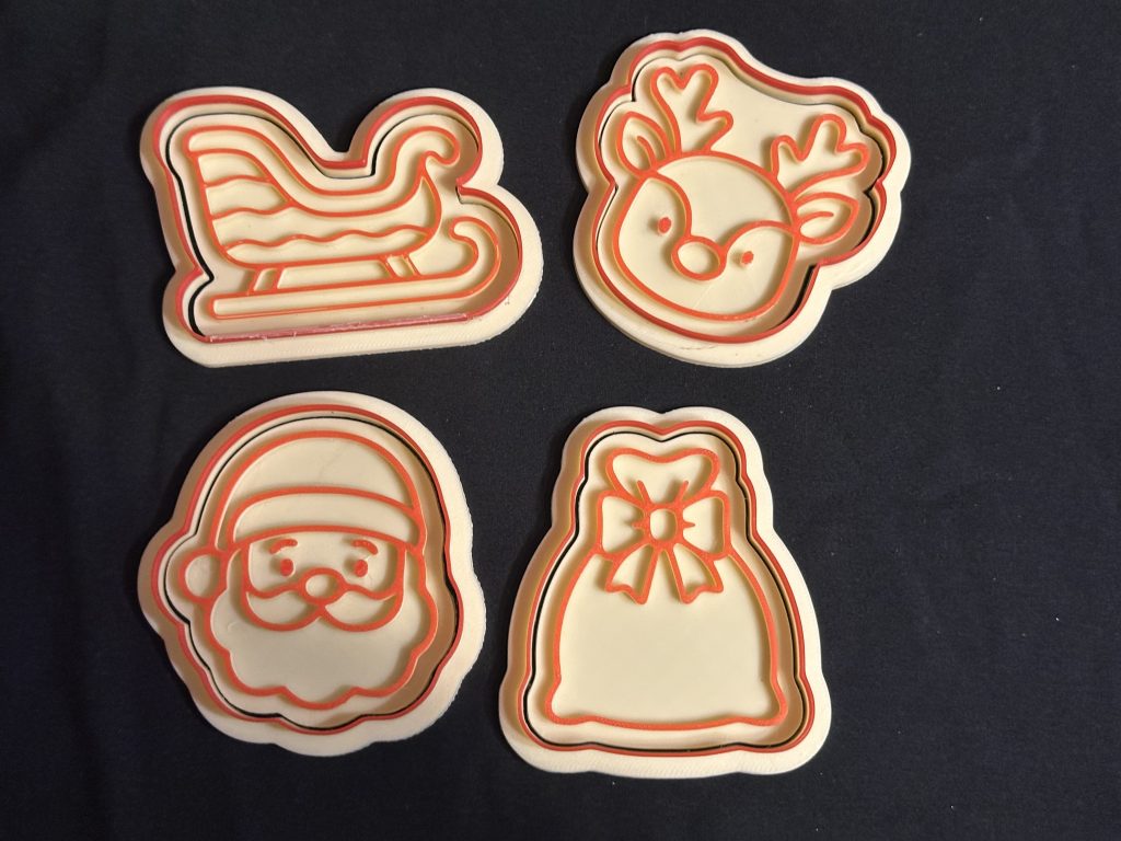 3D Printed Santa Set Of 4 Christmas Cookie Cutters – Ideal For Play Dough, Clay Or Sand Play, Also Great For Christmas Projects