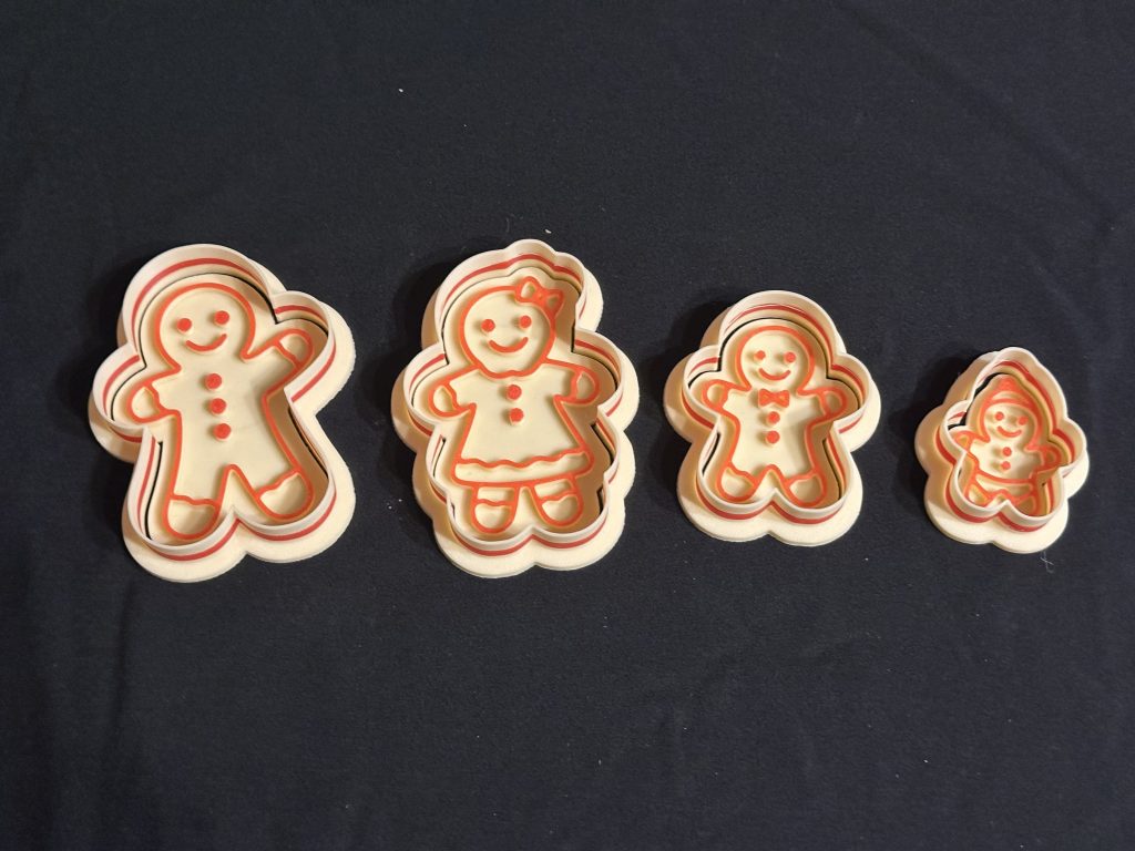3D Printed Gingerbread Family Set Of 4 Christmas Cookie Cutters – Ideal For Play Dough, Clay Or Sand Play, Also Great For Christmas Projects