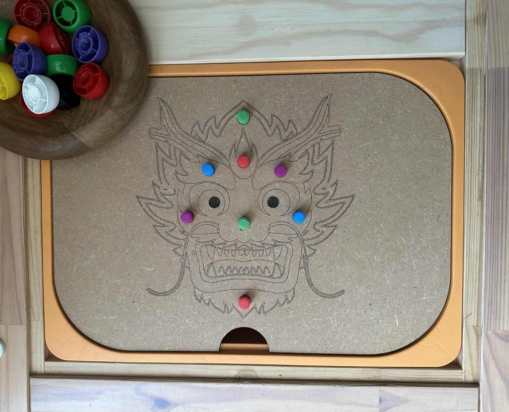 Flisat Dragon Screw On Pouch Lid 3D Printed & MDF – Great For Helping Little Hands With Coordination & Dexterity & Chinese New Year Projects