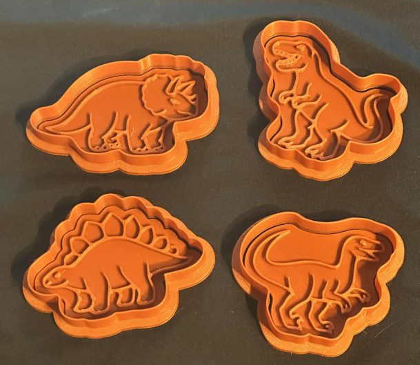 3D Printed Dinosaur Cookie Cutters – Great For Use with Play Dough & Clay, damp sand or cookie