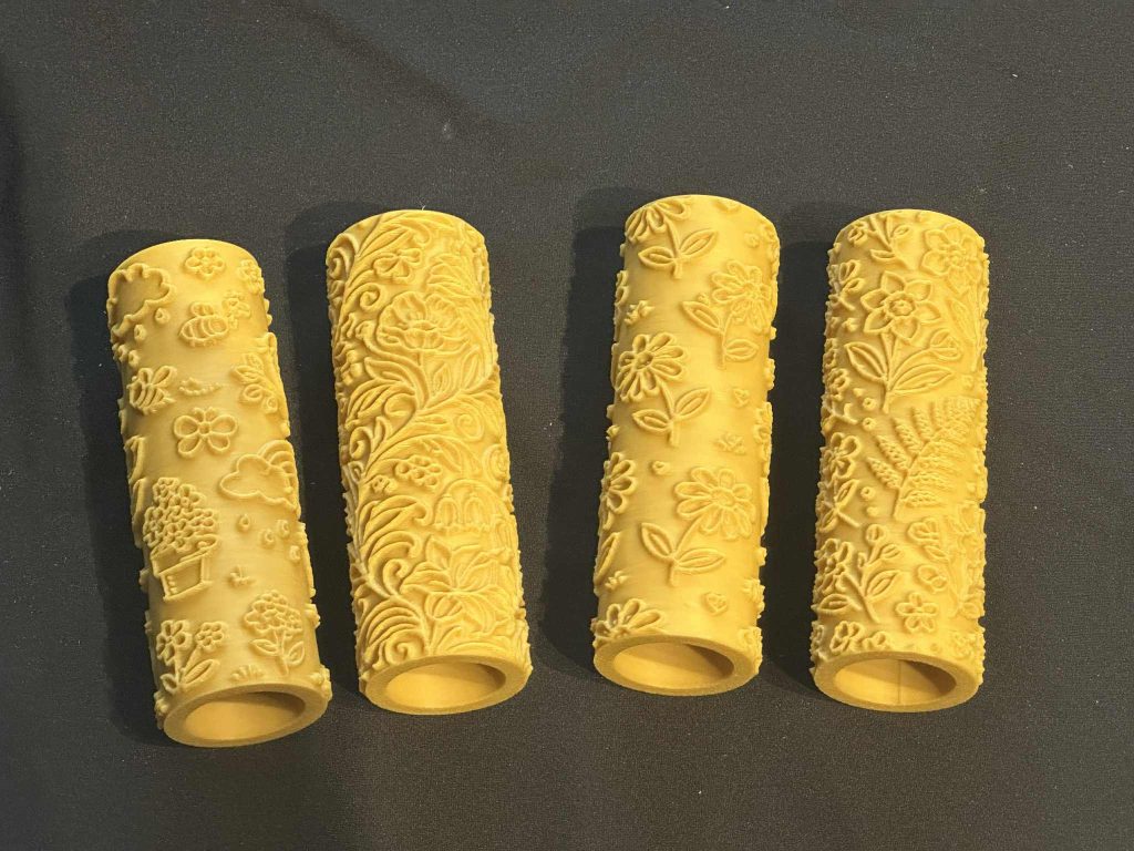 3D printed spring and summer roller -great for  play dough, damp sand or clay