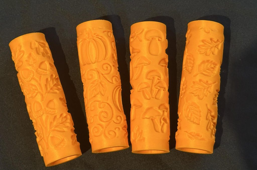 3D Printed Autumn Rollers - Great for play dough, damp sand or clay, these rollers create beautiful seasonal patterns and support hands-on, creative play