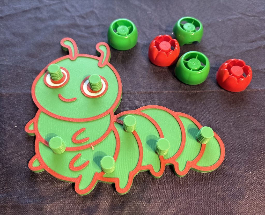 3D Printed Screw On Pouch Lid Caterpillar - Great to Help With Little Ones Hand And Eye Co-ordination And Insect Projects