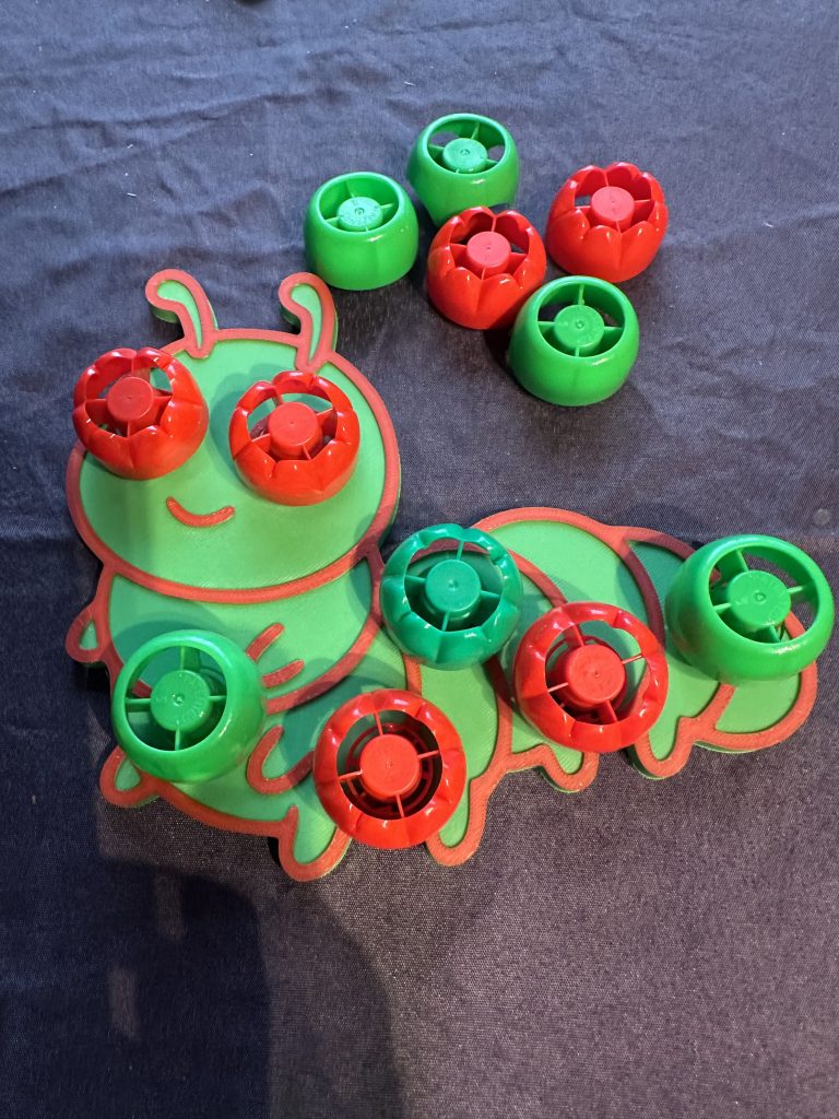 3D Printed Screw On Pouch Lid Caterpillar - Great to Help With Little Ones Hand And Eye Co-ordination And Insect Projects