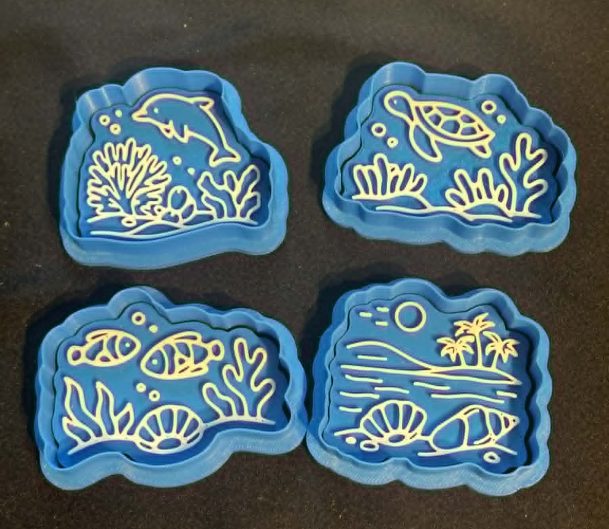 3D Printed Coral Reef Cookie Cutters – Great For Use with Play Dough & Clay, damp sand or cookie