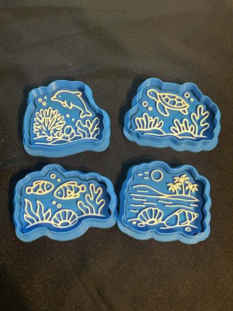 3D Printed Coral Reef Cookie Cutters – Great For Use with Play Dough & Clay, damp sand or cookie