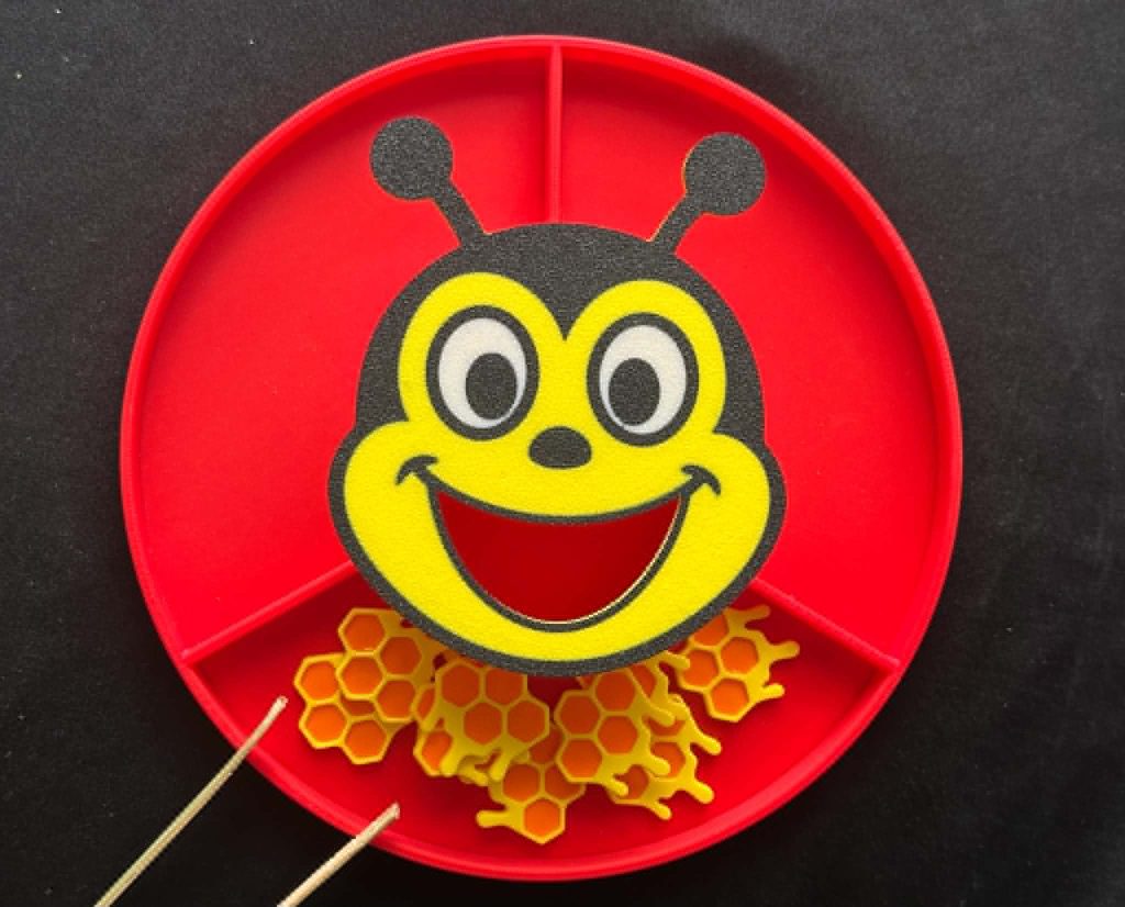 3D Printed Feeding Bee Face - Great for fine motor skills activities